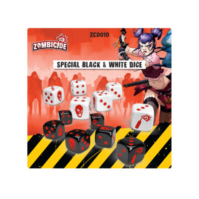 Black and white Zombicide Dice set