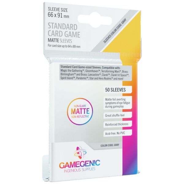 Matte Standard sized clear card sleeves front of packaging